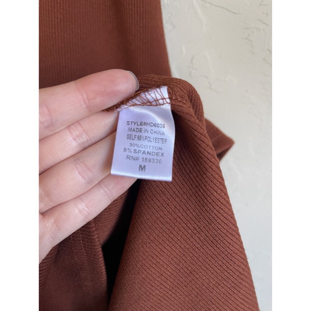 Heyson Size Medium Orange Cinnamon Brown Ribbed T-Shirt Dress - Picture 6 of 8